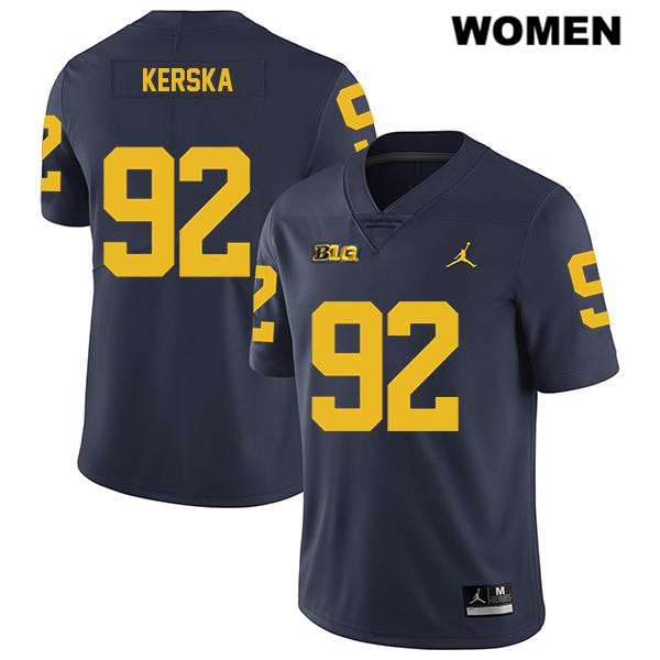 Women's NCAA Michigan Wolverines Karl Kerska #92 Navy Jordan Brand Authentic Stitched Legend Football College Jersey EQ25F42KC